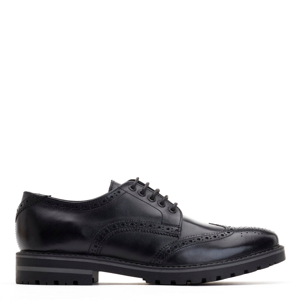 Base London Mens Gibbs Waxy Black Leather Brogue Shoes UK 5