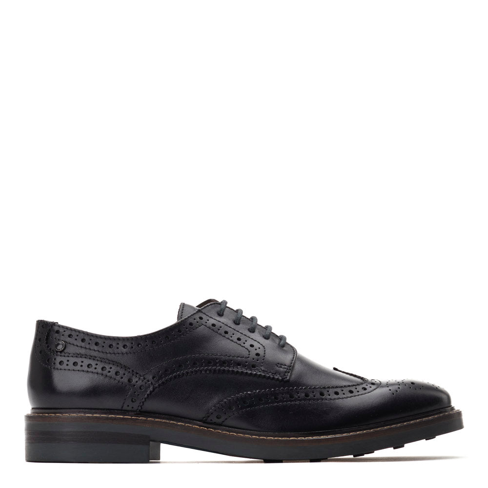 Base London Mens Hatfield Waxy Black Leather Brogue Shoes UK 10