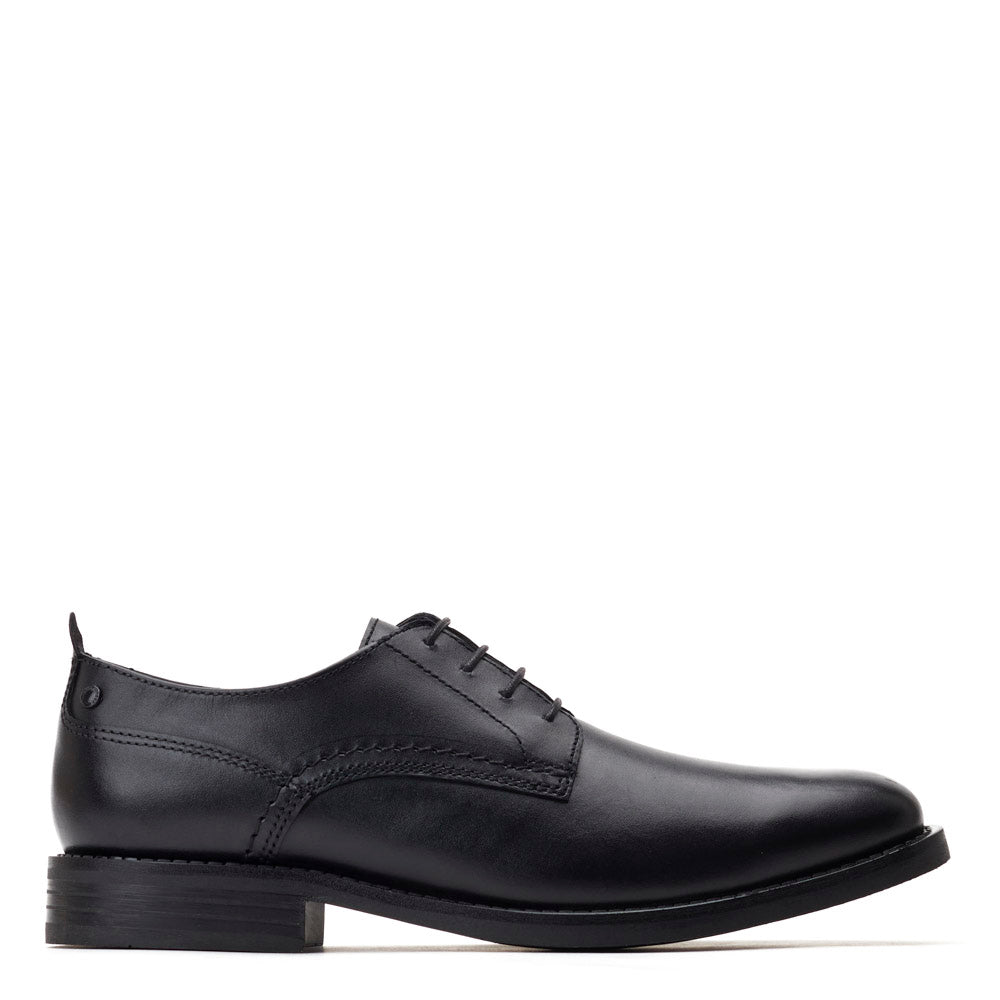 Base London Mens Newman Washed Black Leather Derby Shoes UK 5