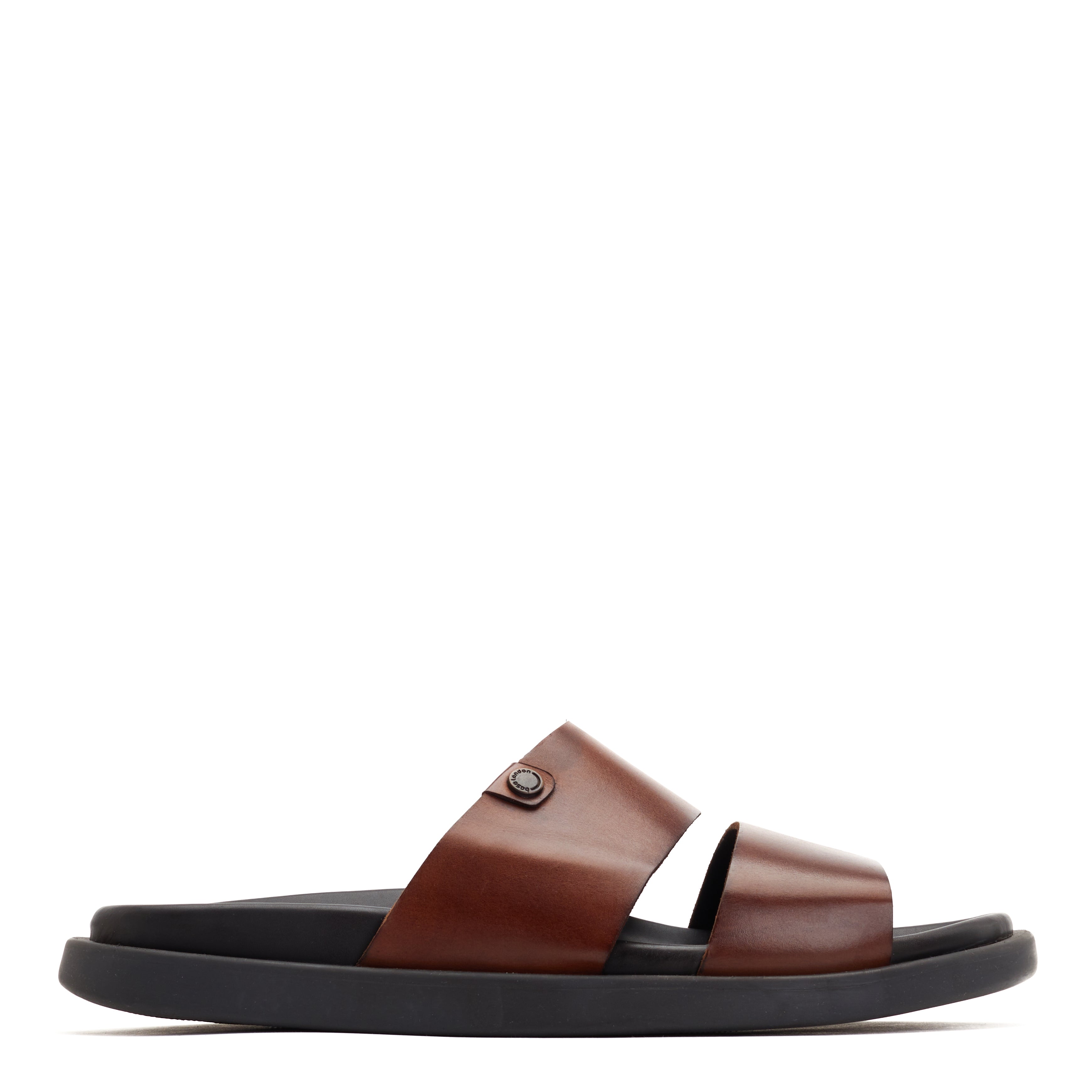 Base London Mens Leto Waxy Brown Leather Slide Sandal UK 6