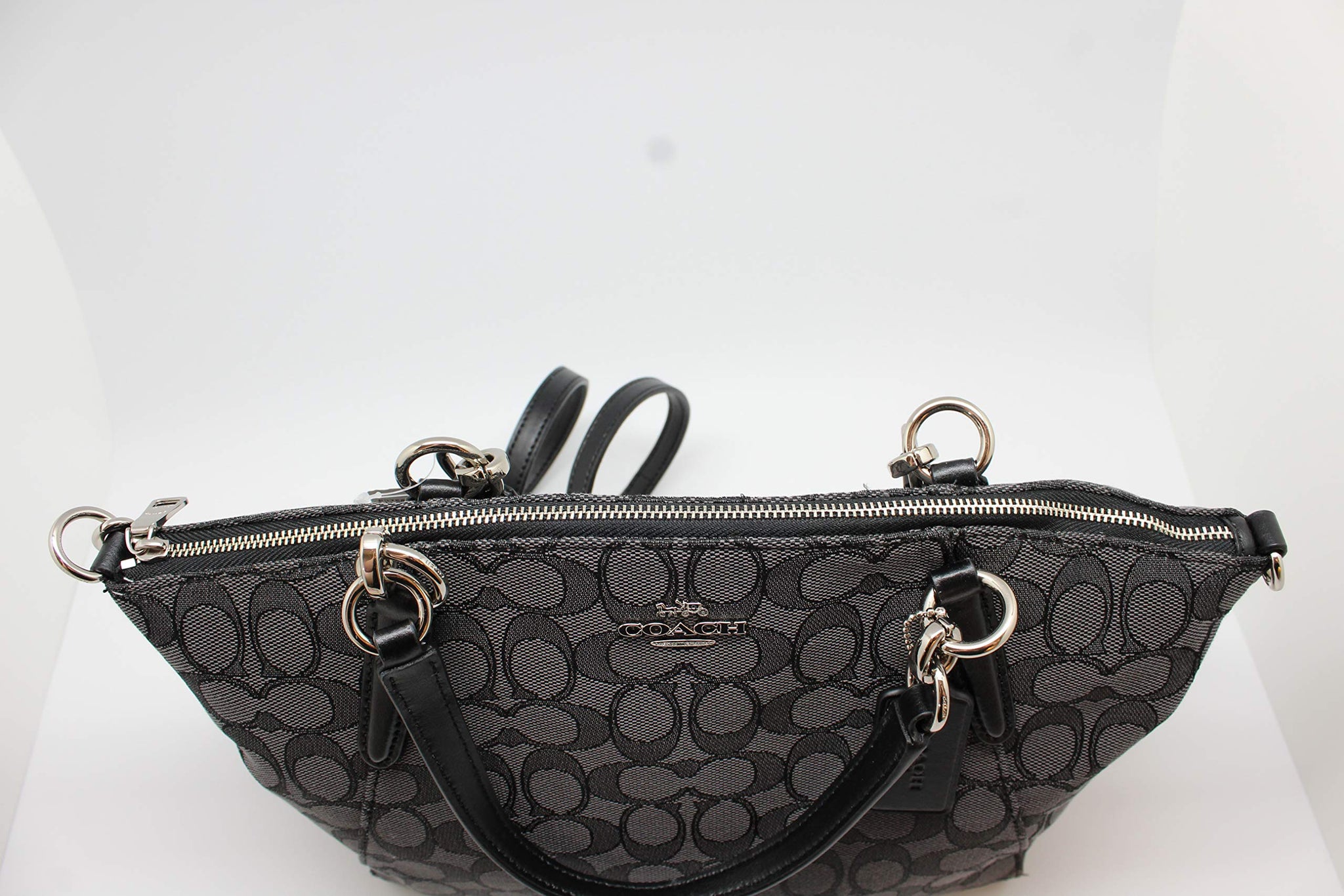 mini kelsey satchel in signature jacquard