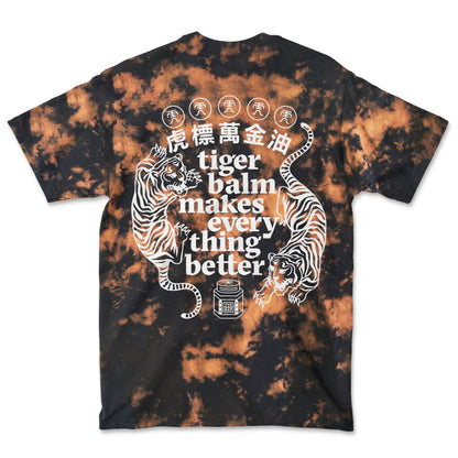 [PREORDER] Tiger Balm Makes Everything Better T-Shirt Black Bleached Tie Dye