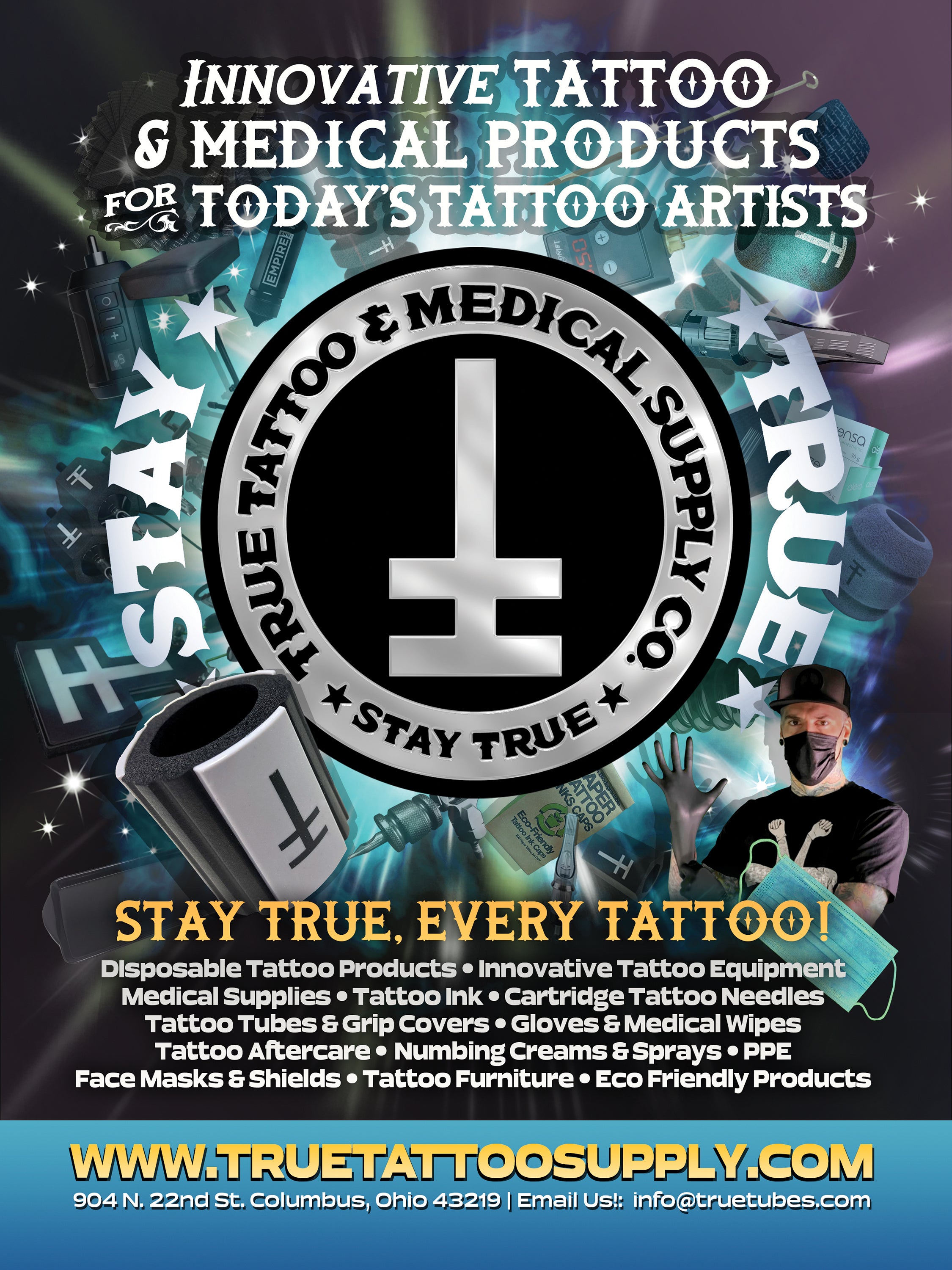 Vintage tattoo studio poster Royalty Free Vector Image