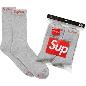Supreme Hanes Crew Socks "Heather Grey" (4 Pack) - Dynasty Kicks - Hanes Grey Socks
