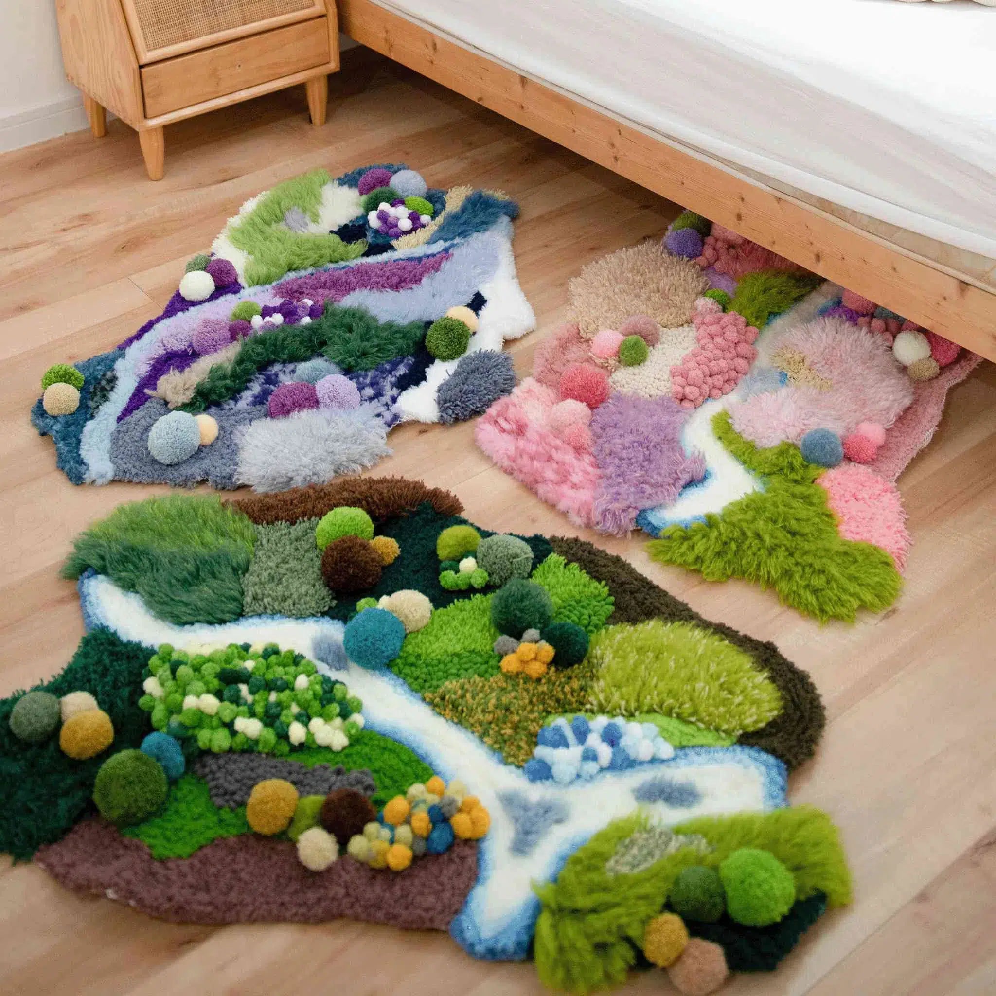 Origin - Handmade Tufted 3D Pink Colorful Moss Rug-ChillFuzz