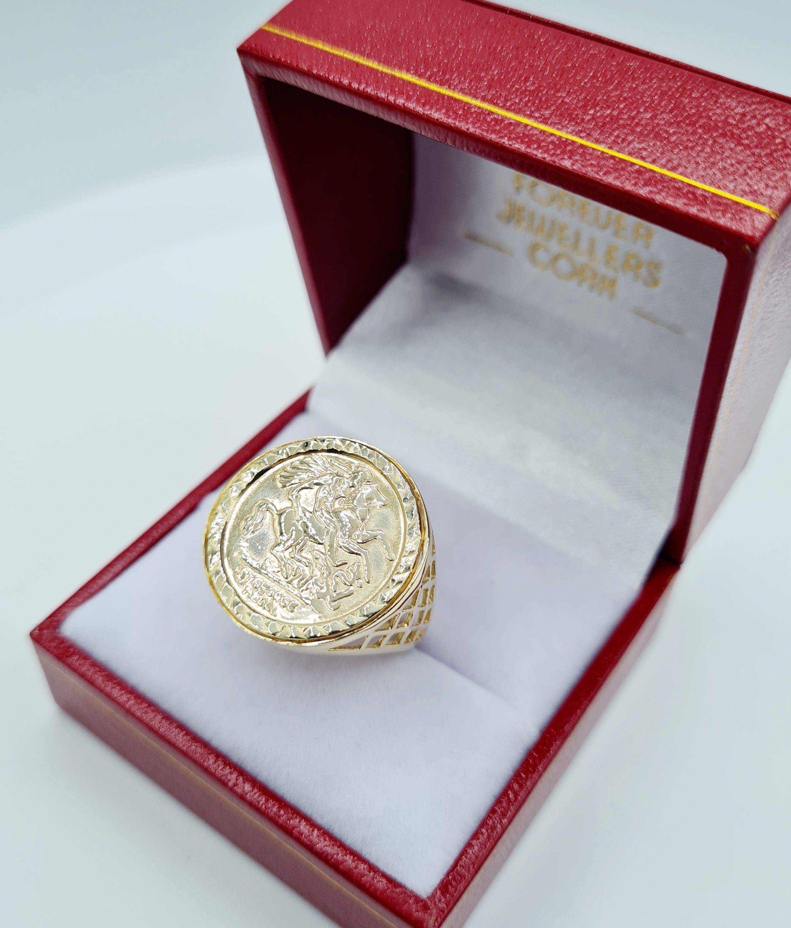 Jollys Jewellers Men's New 9Carat Yellow Gold Half Sovereign Ring Mount  (Size T 1/2) 21mm Diameter : Amazon.co.uk: Fashion