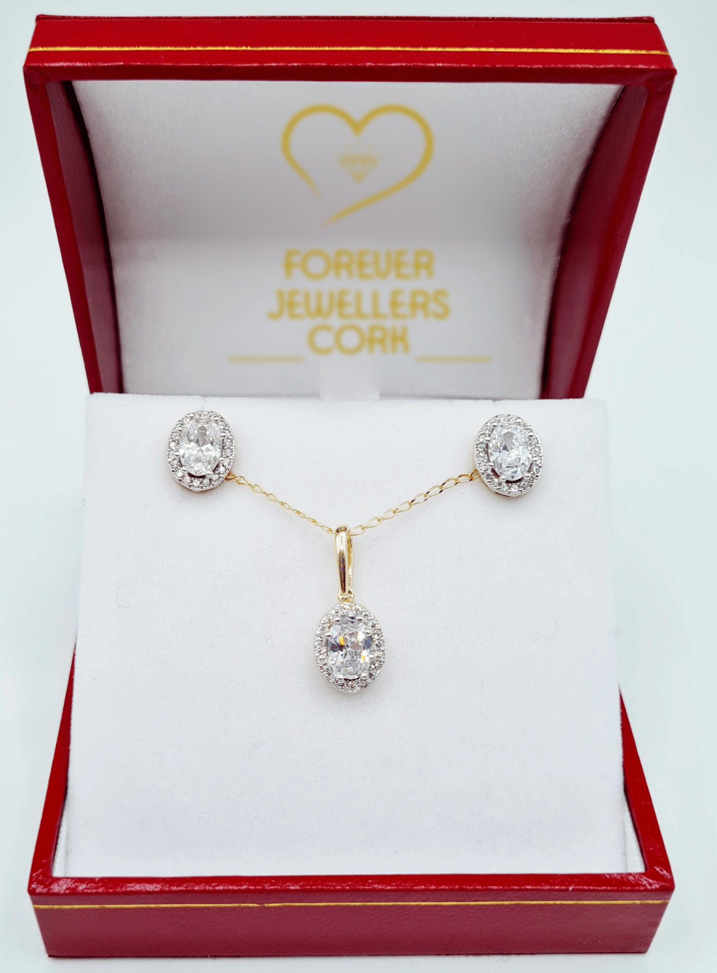 1.00ct Diamond Solitaire Earrings & Pendant Necklace Set 9ct Gold - QVC UK