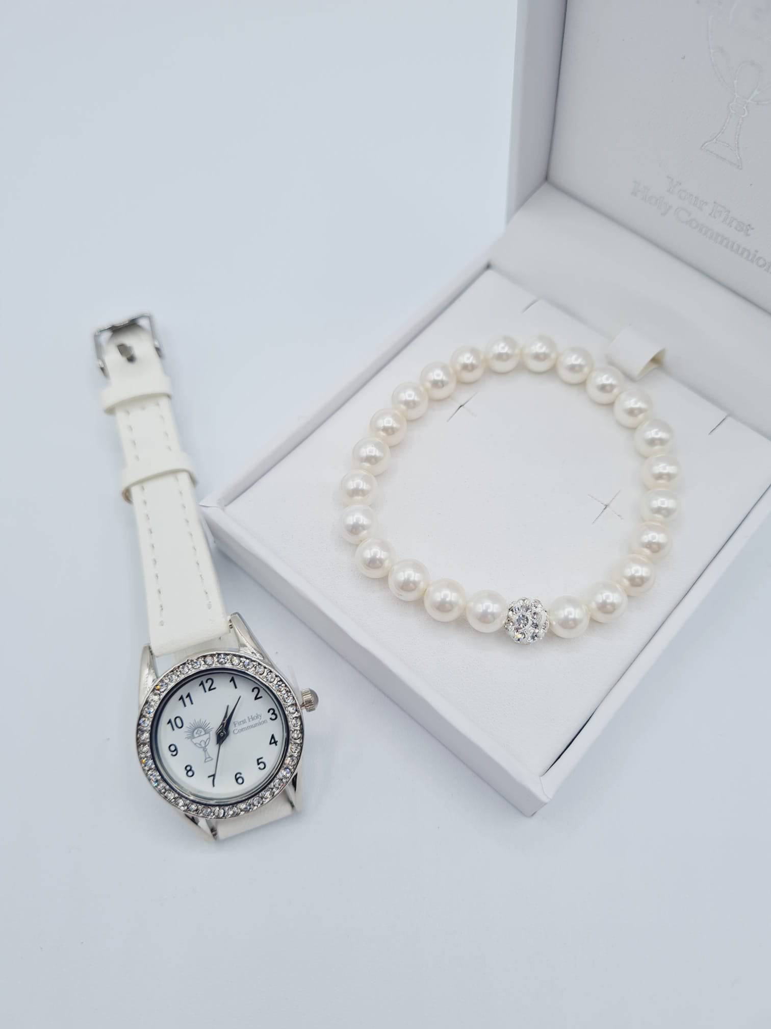 First Holy Communion Blessing Bracelet - Swarovski Pearl – Johnathan  Michael's Boutique