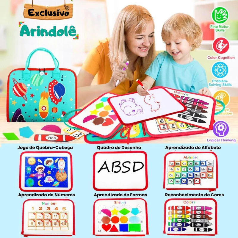 Brinquedo Educativo Montessori com atividades práticas para desenvolver habilidades motoras em crianças