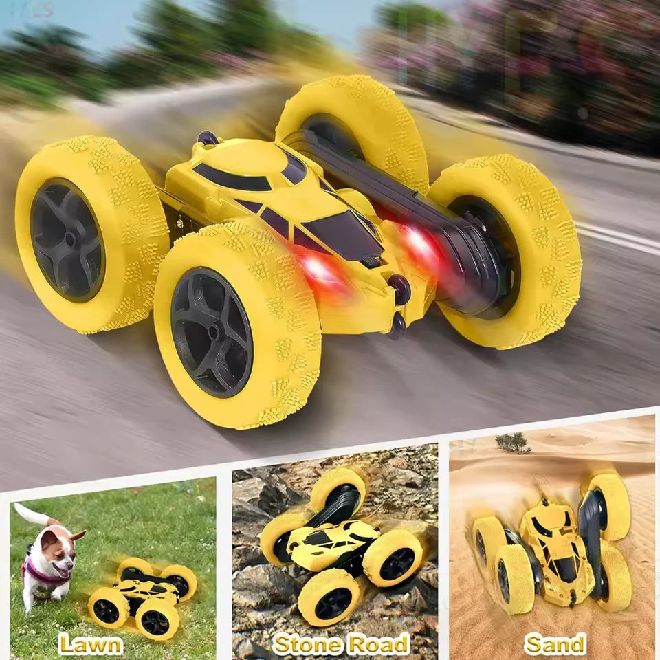 Arindolê Brinquedos Carrinho de controle remoto Stunt Car 360° em ação em diversos terrenos