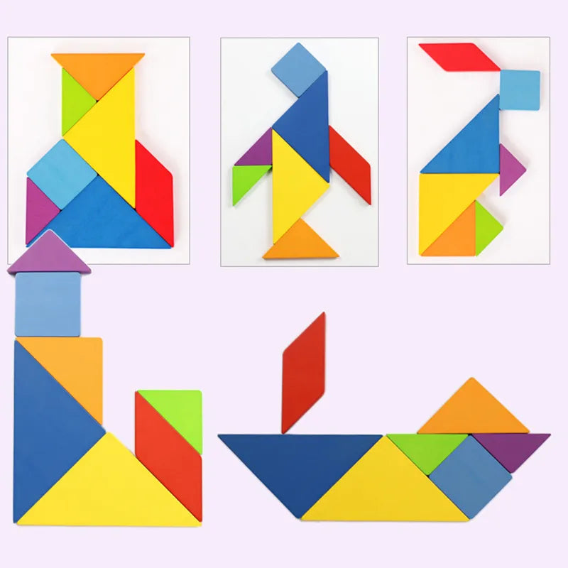 Arindolê Brinquedos Tangram Colorido Jogo Educativo Montessori com formas e figuras para estimular a criatividade infantil