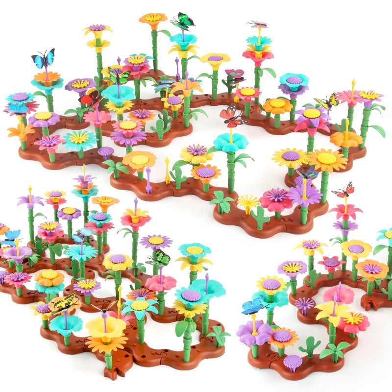 Brinquedo de Montar com flores coloridas e peças variadas para estimular criatividade e aprendizado
