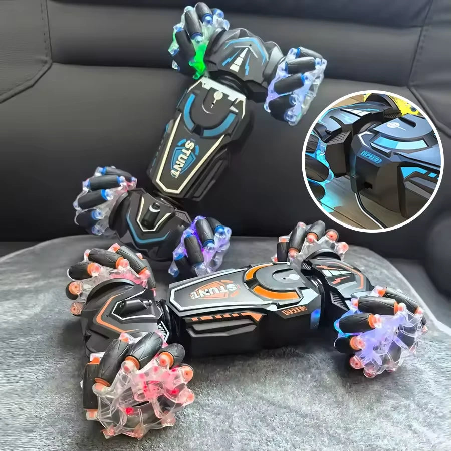 Arindolê Brinquedos Carrinho de controle remoto com design inovador, luzes coloridas e rodas para acrobacias emocionantes