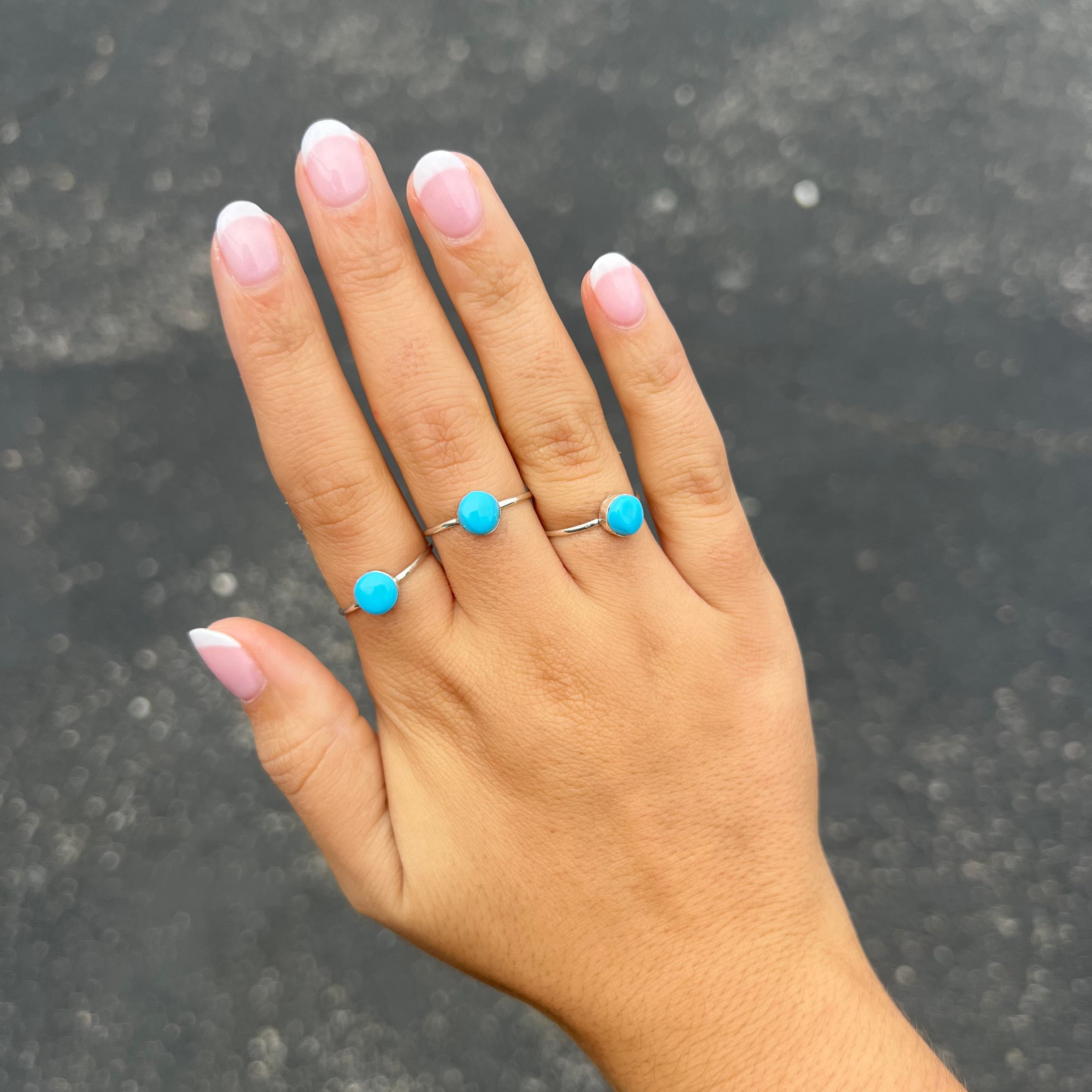 Zuni Inlaid Genuine Turquoise Sterling Silver Round Ring