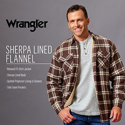 Wrangler Authentics Men's Long Sleeve Sherpa Lined Shirt Jacket, Tawny –  Burnt Spokes