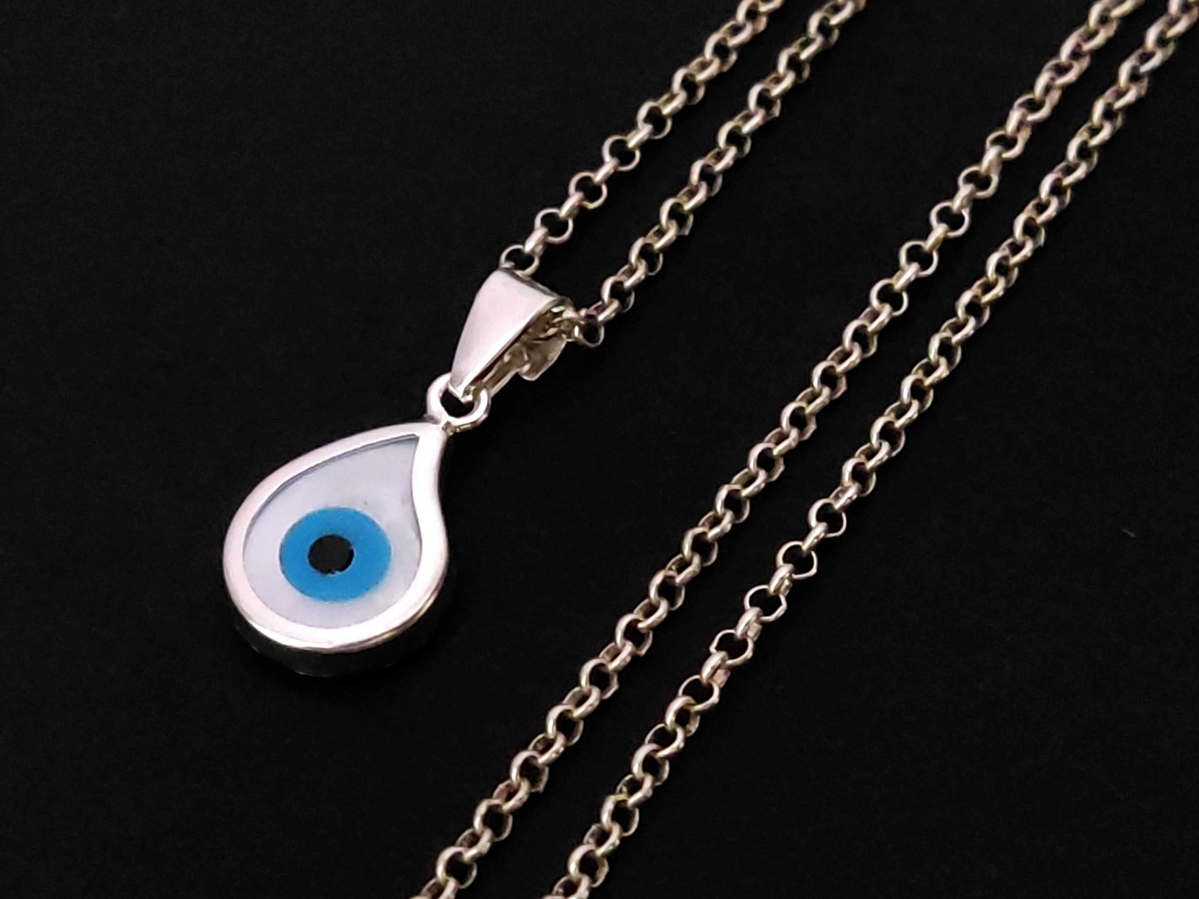 Moissanite Evil Eye Pendant 925 Sterling Silver Necklace – Anchor Blue Jeans