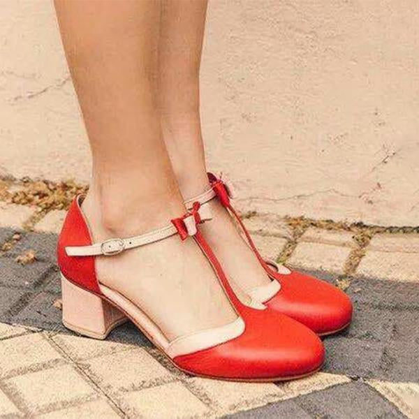 Women's Retro Round Toe Block Heel Sandals 27917839C