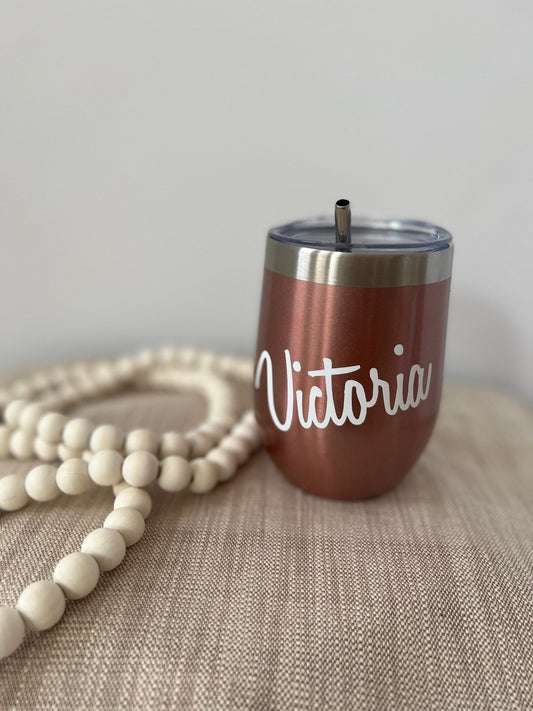 Personalized Champagne Tumbler with Straw – ChambrayandSandCustomGifts