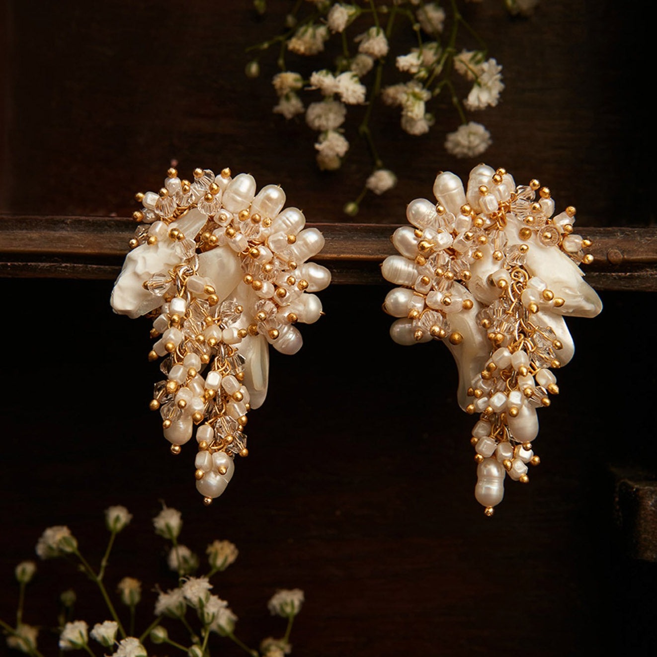 Cubic Zirconia Pearl Jhumka Earrings - Rose Gold | FashionCrab.com