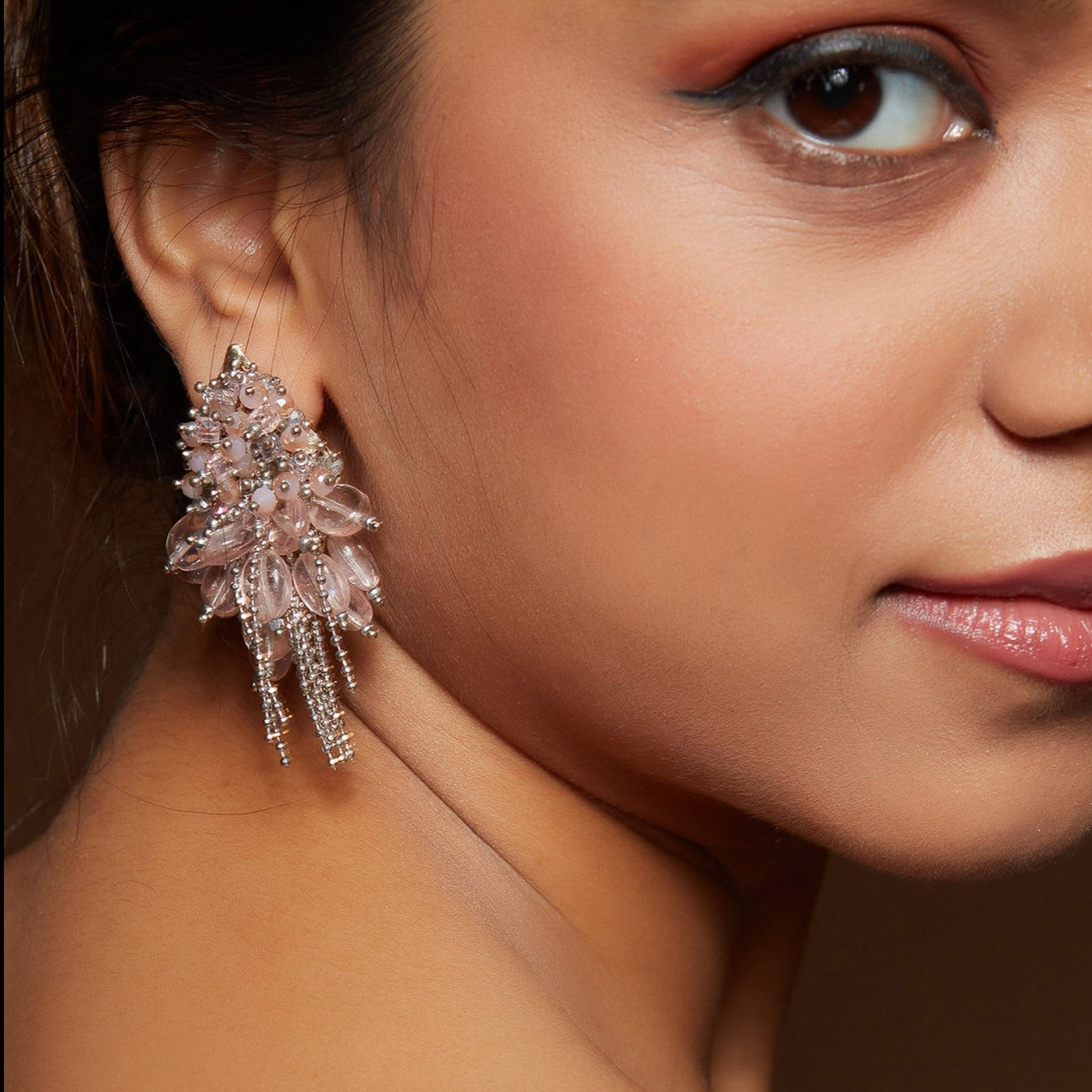Free Photos - A Beautiful Indian Woman Wearing A Stunning Pink Dress,  Likely A Formal Or Bridal Attire. She Is Adorned With Jewelry, Including  Necklaces And Earrings, Further Enhancing The Elegance Of