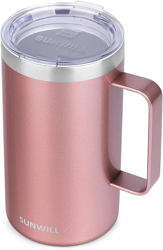 12oz Stainless Steel Insulated Coffee Mug with Handle, Double Wall Vacuum Travel  Mug, Tumbler Cup with Sliding Lid, Mint 