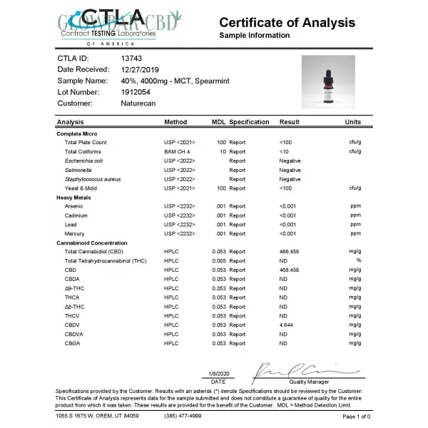 Shop Naturecan 40% 4000mg CBD Broad Spectrum MCT Oil 10ml - Broad