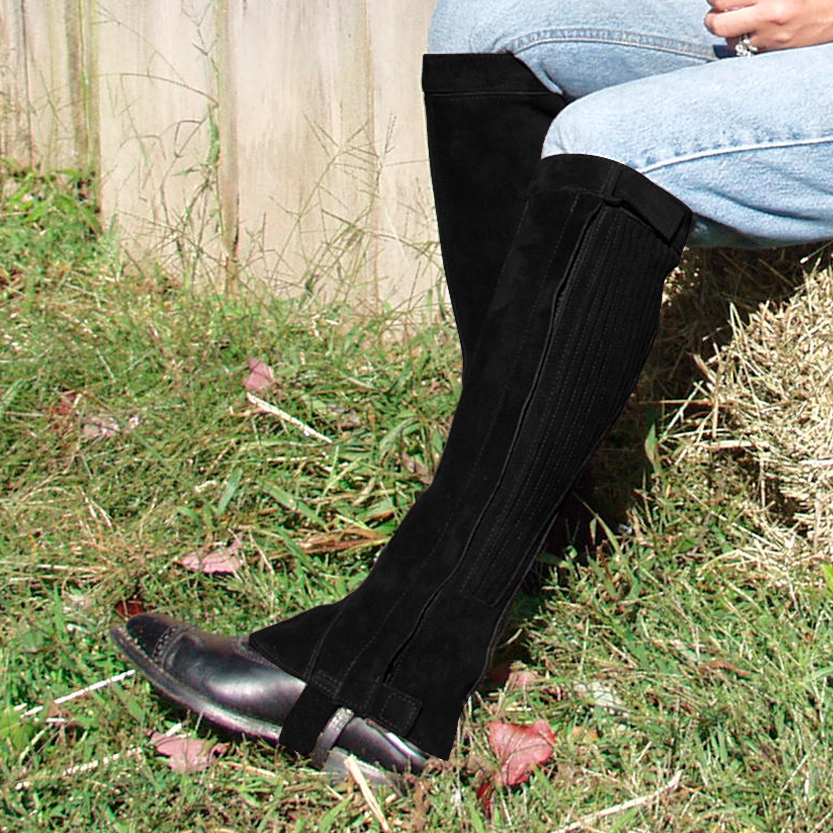 Suede Half Chaps with Velcro Closures Super Sale