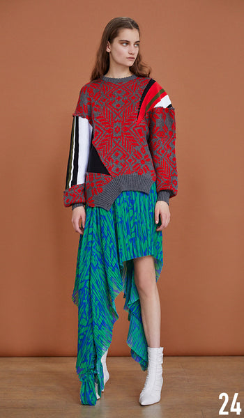 Preen By Thornton Bregazzi Resort 19 Look 24 Vera Knit, Maria Skirt and Spike Boot