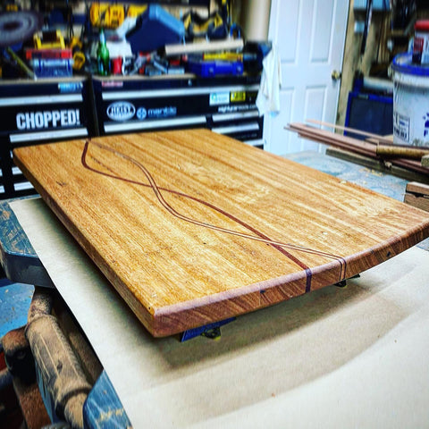 Long Grain cutting board with featured inlay
