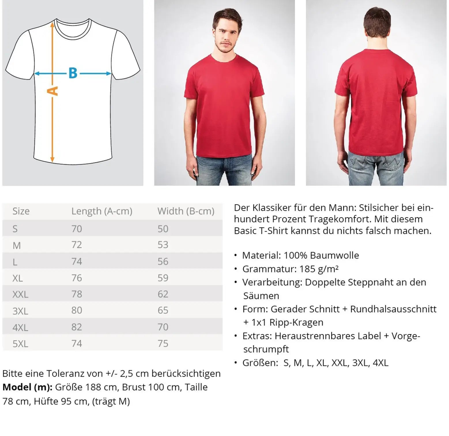 Größe Herren Basic T-Shirts