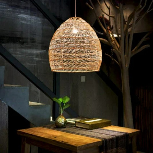 Bamboo Lamp Shade Large Decorate Lighting Vintage Pendant