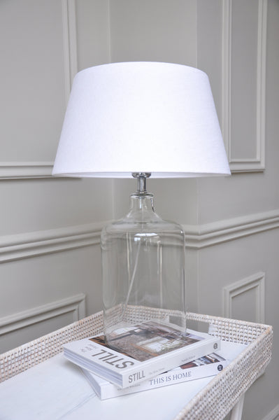 Skye Glass Lamp with White Shade – Grove Home