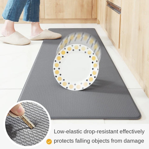 Simple Style Thicken Anti-slip Pu Leather Long Kitchen Mat, Easy