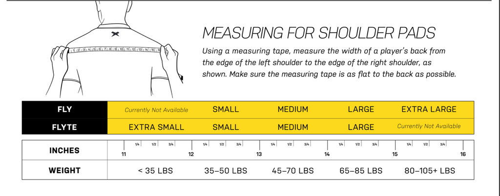 Xenith Shoulder Pads Size Chart