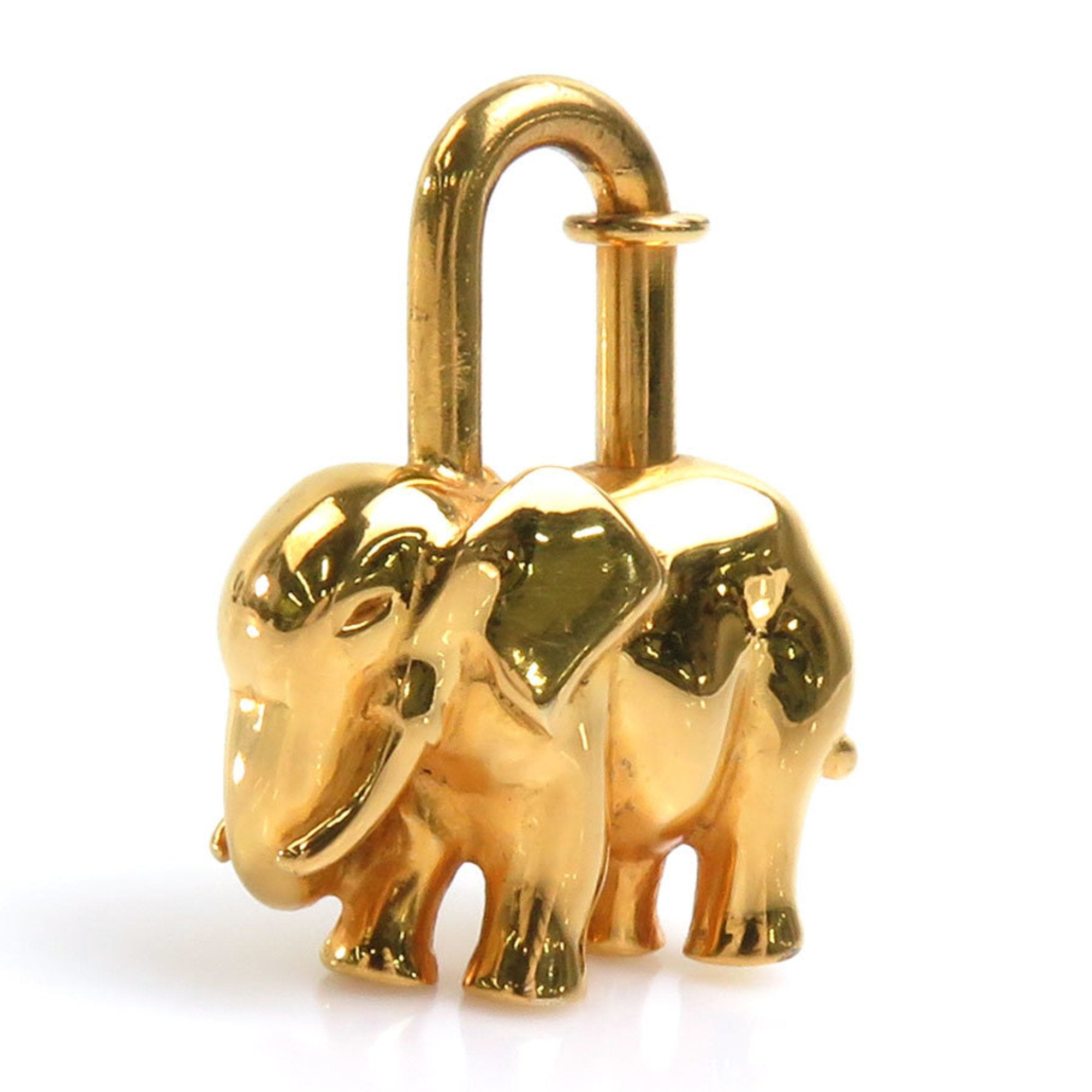 Image of HERMES Padlock Animal Motif Elephant Metal Gold Unisex