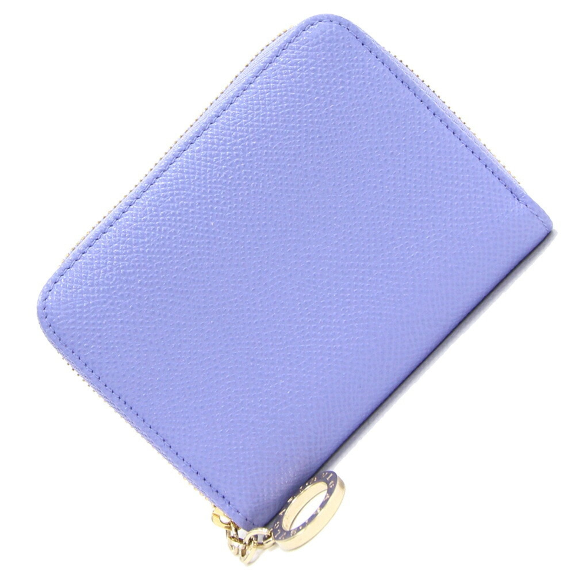 Compact Wallet 291027 Lavender Leather Round Zip Coin Purse Purple Women's