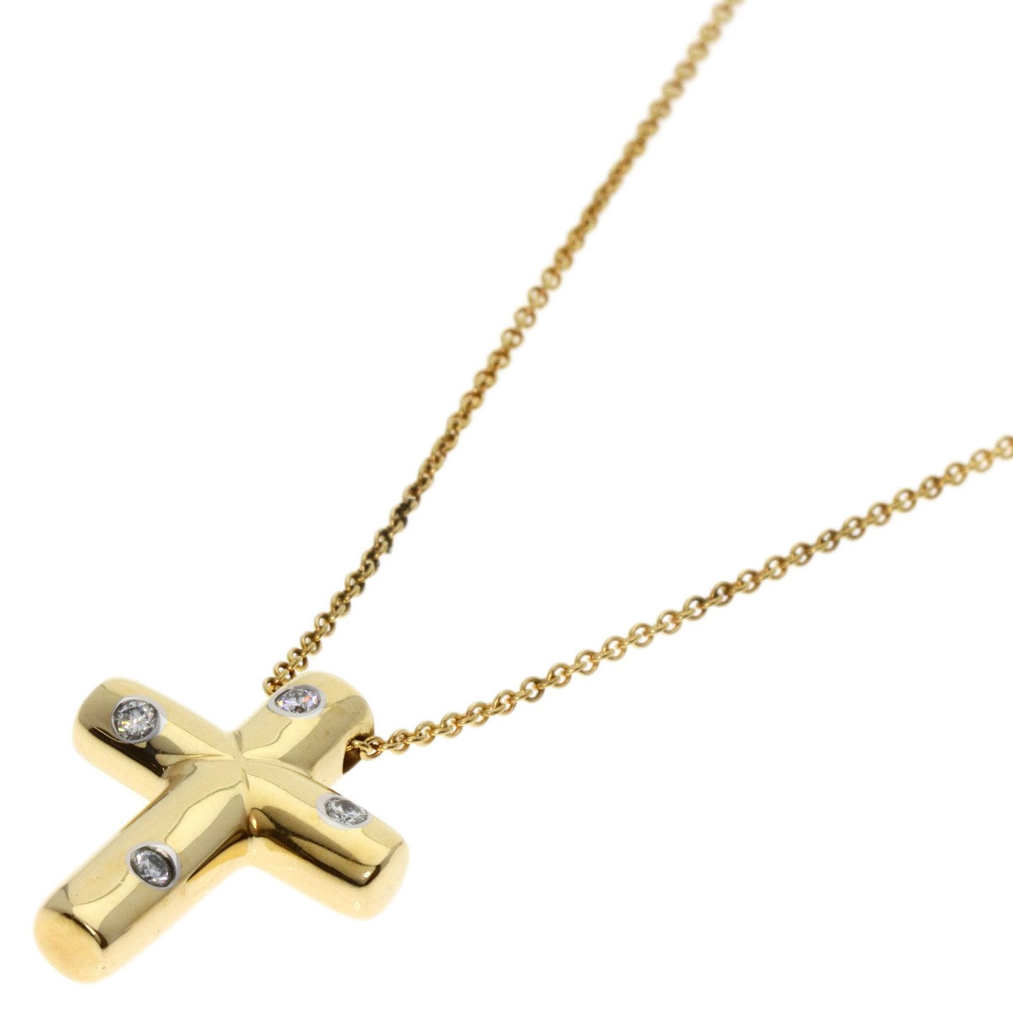 image of TIFFANY & Co. Dots Cross Diamond Necklace, 18K Yellow Gold, Women's,