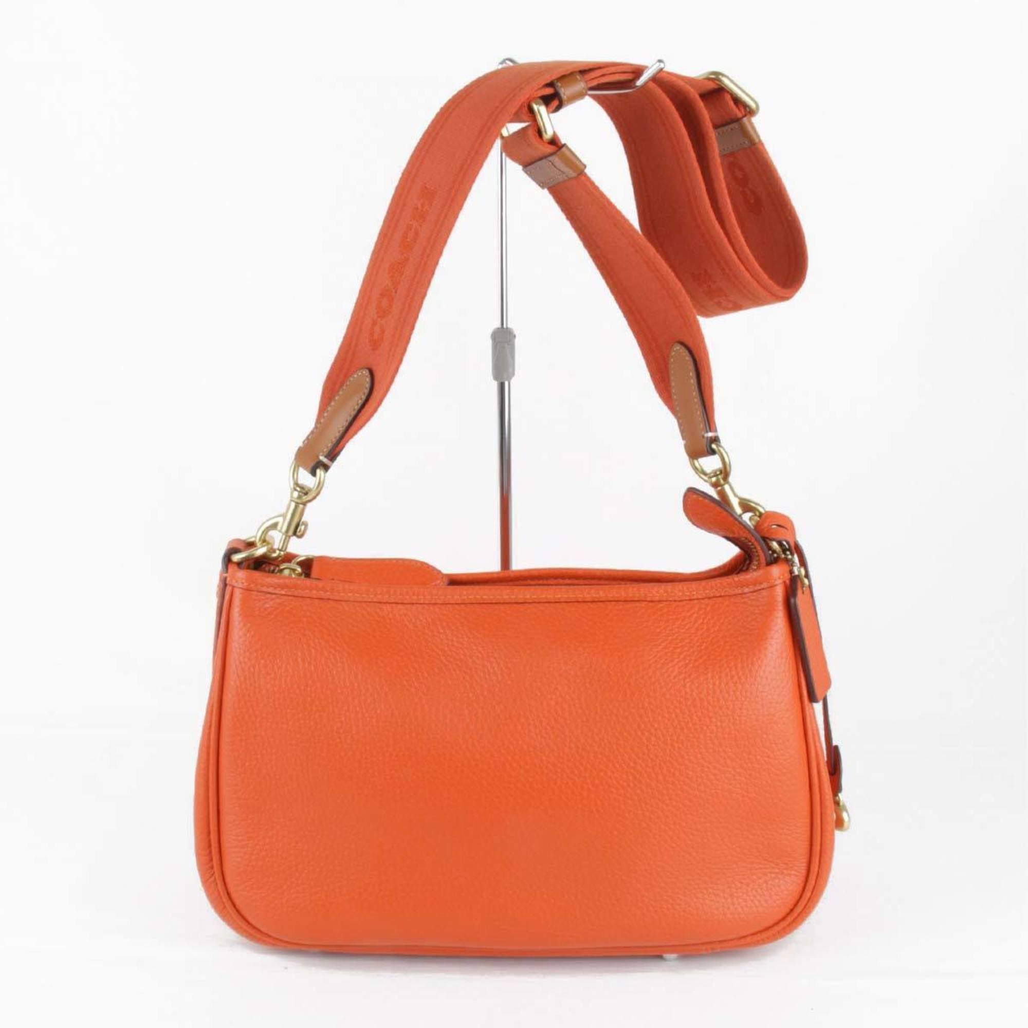 CC437 Shoulder Bag Leather Orange Women's