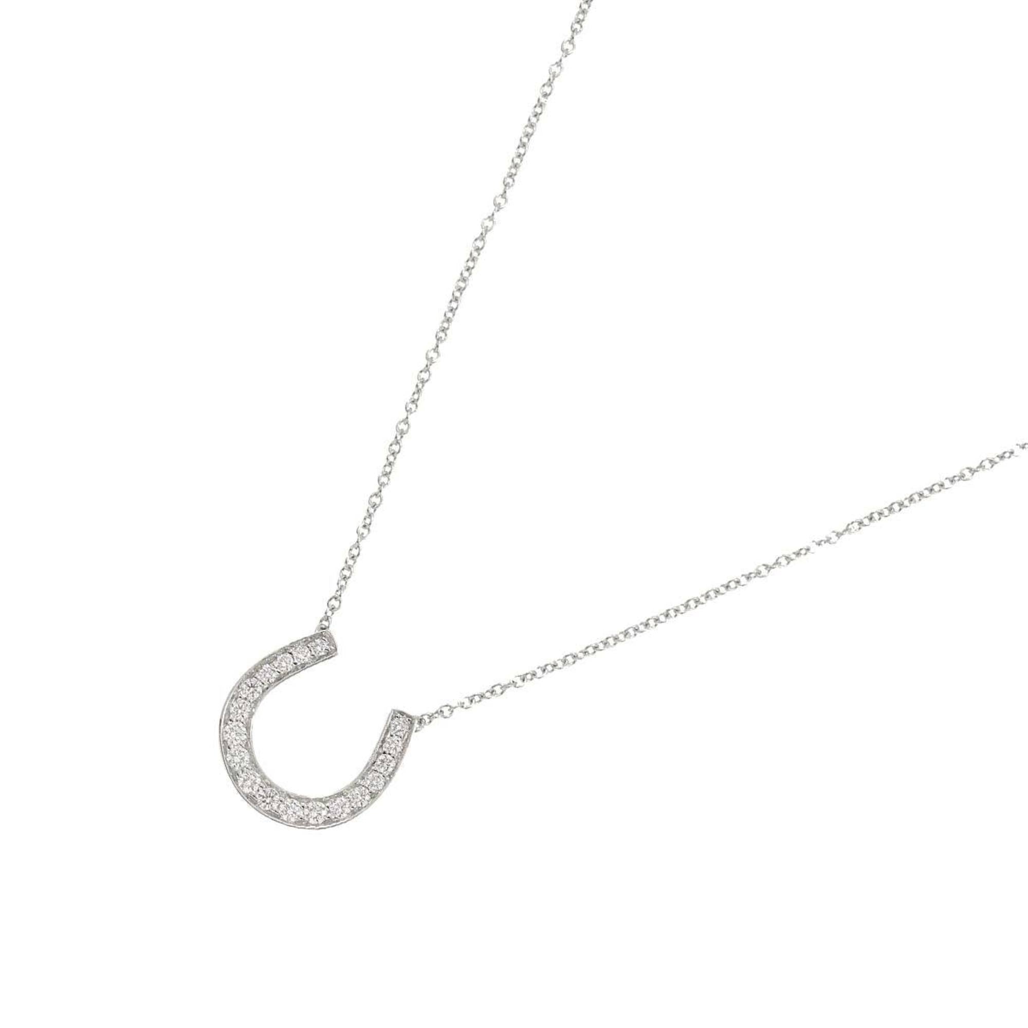 image of TIFFANY & Co. Horseshoe Diamond Necklace 40cm Pt Platinum