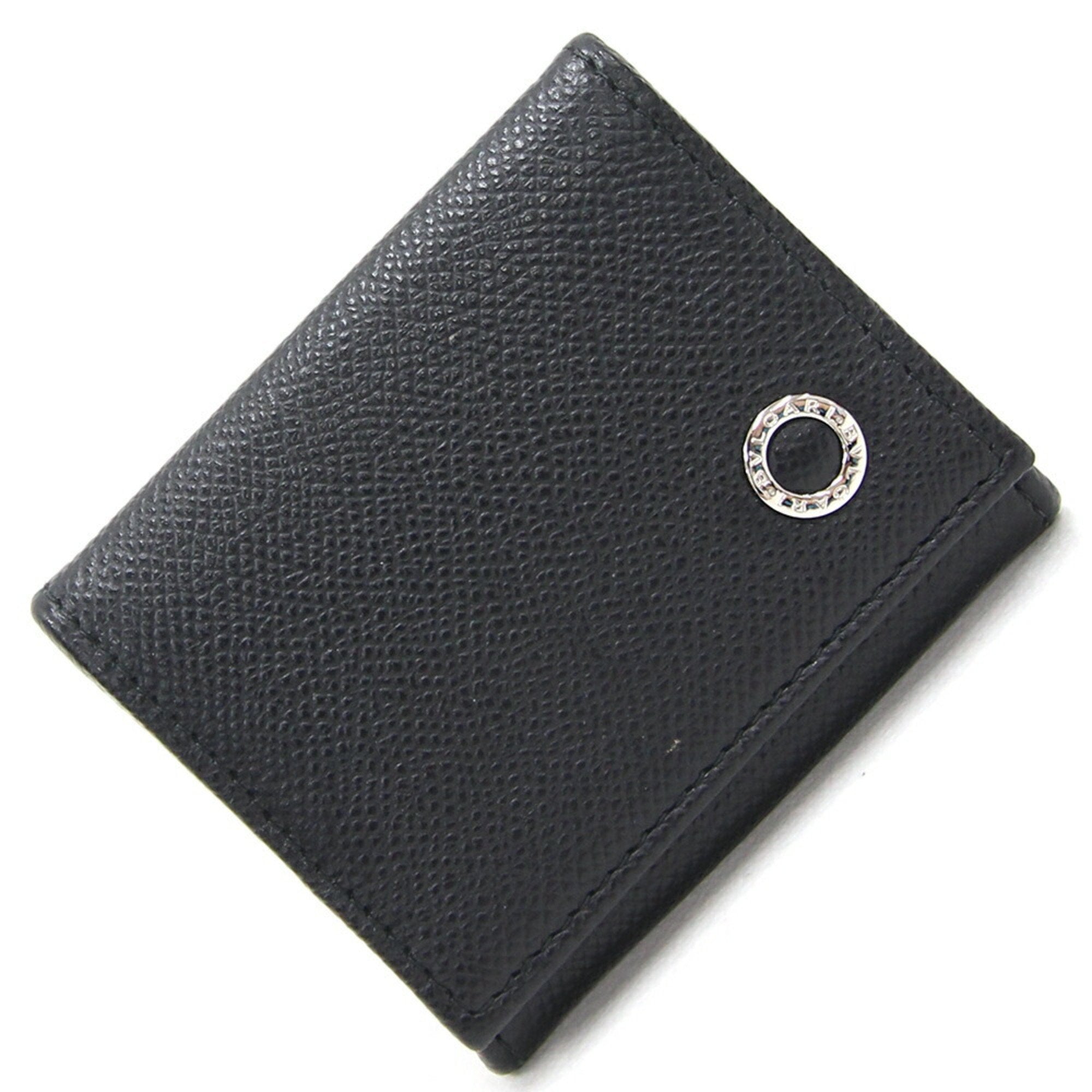 Coin Case 282231 Black Leather Purse Compact Wallet Men's