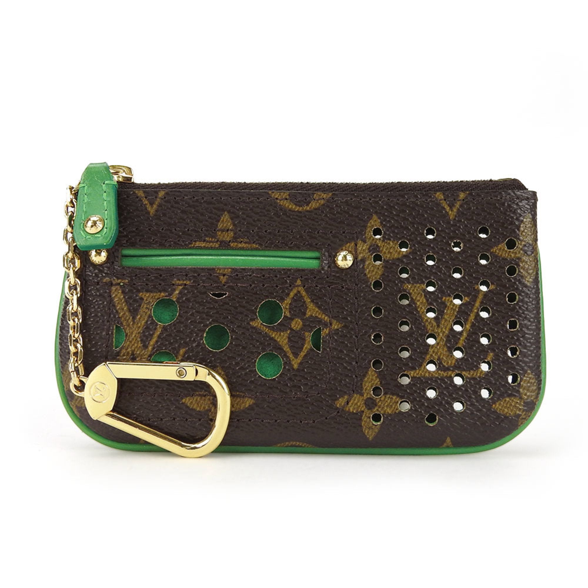 Wallet/Coin Case Pochette Cle M95186 Monogram Perforated Vert Brown Women's Men's