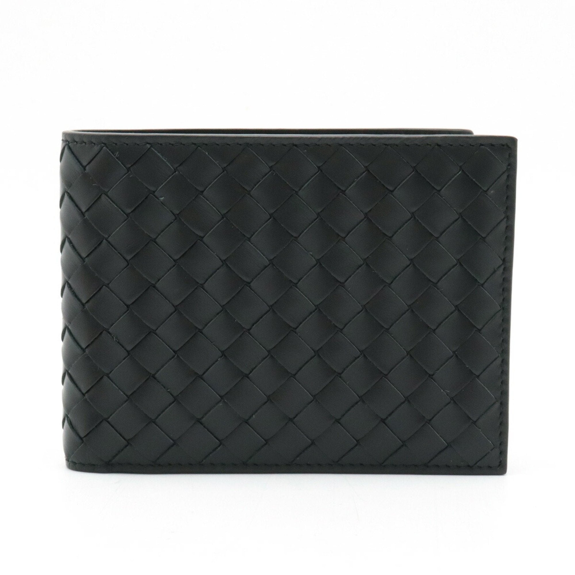 Intrecciato Bi-fold Wallet Leather Black 113112