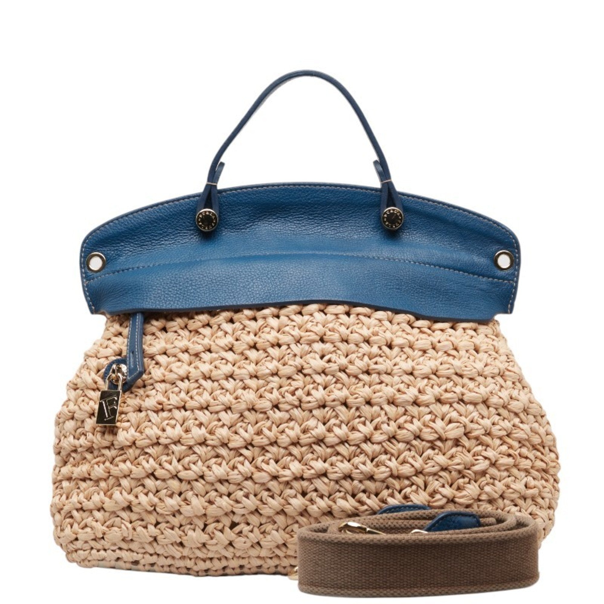Handbag Shoulder Bag Blue Leather Women's