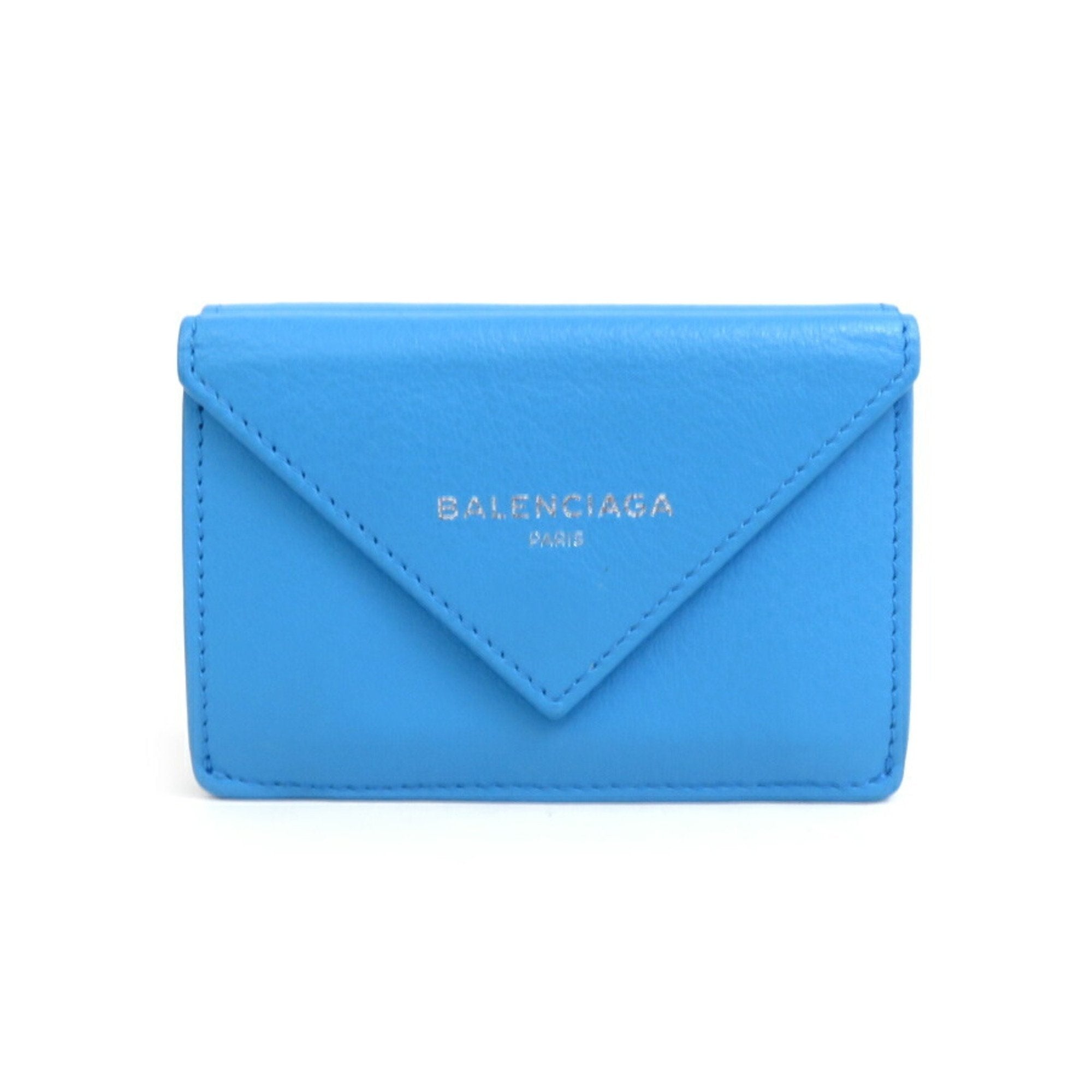 Tri-fold Wallet Leather Blue Unisex R9978g