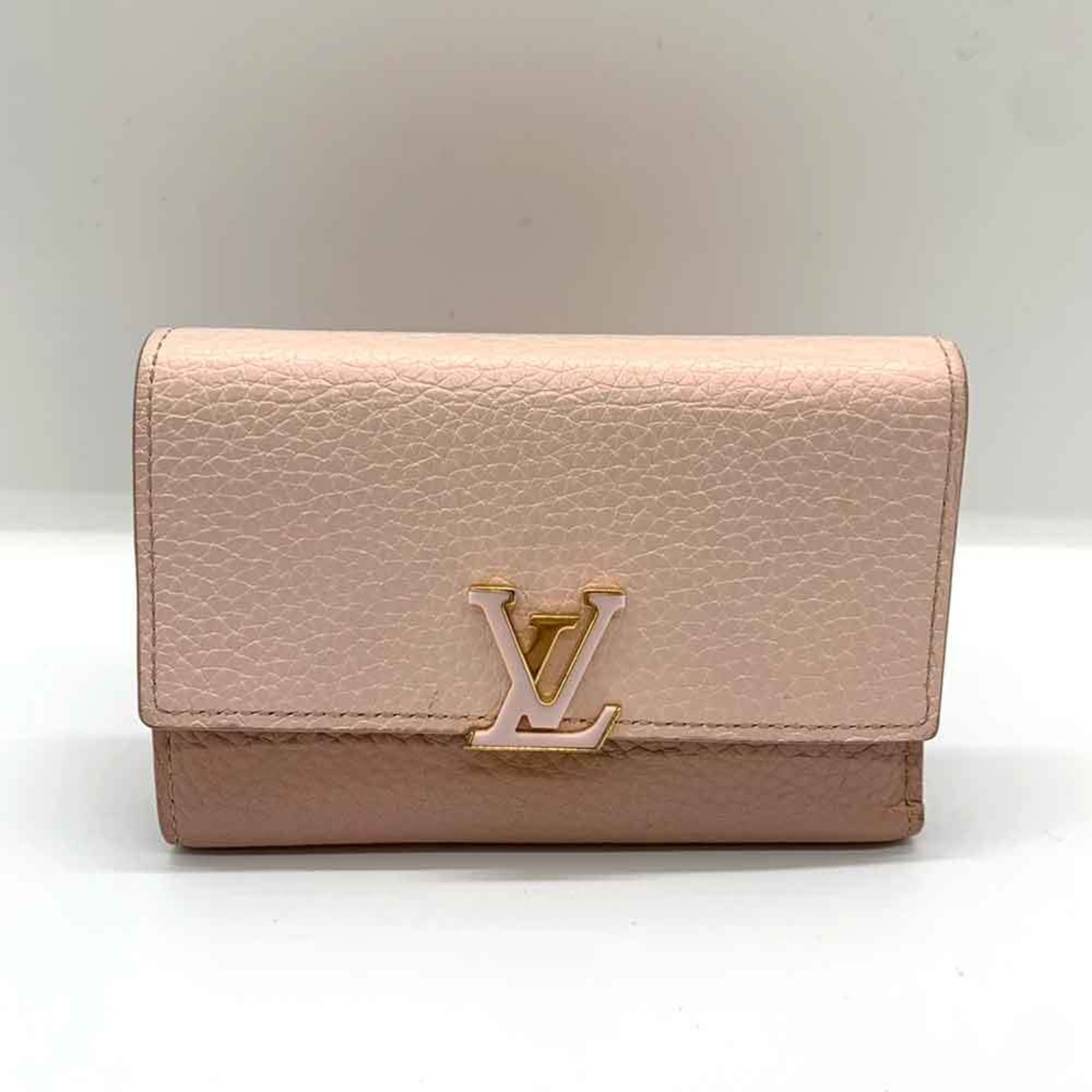 Wallet Portefeuille Capucines Compact Metallic Baby Pink X Dusty Tri-fold LV Women's Taurillon Leather M80985 LOUISVUITTON