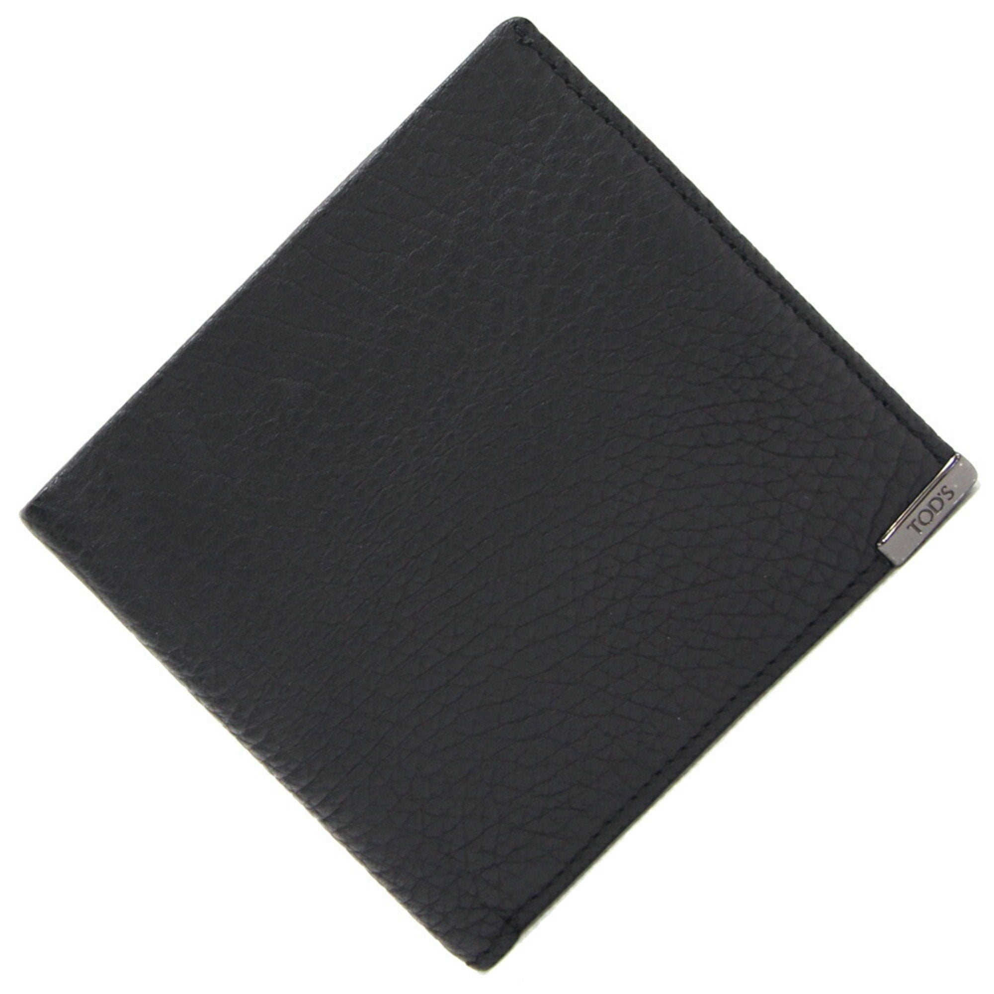 Bi-fold Wallet Black Leather Compact Men's