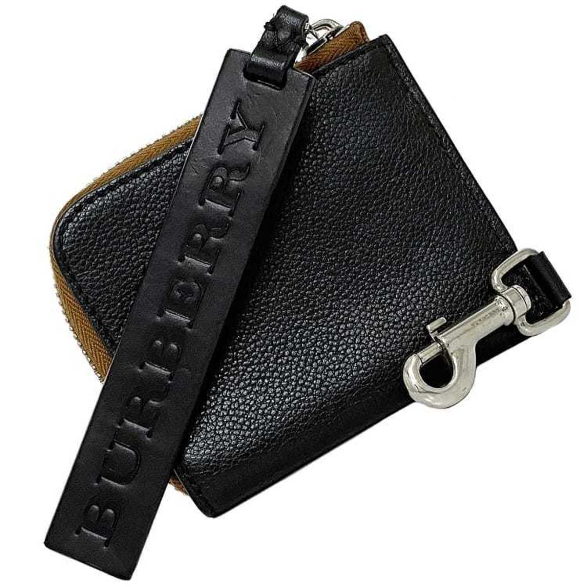 L-shaped Coin Case Black Brown Wallet Purse Leather Pull Compact Men's