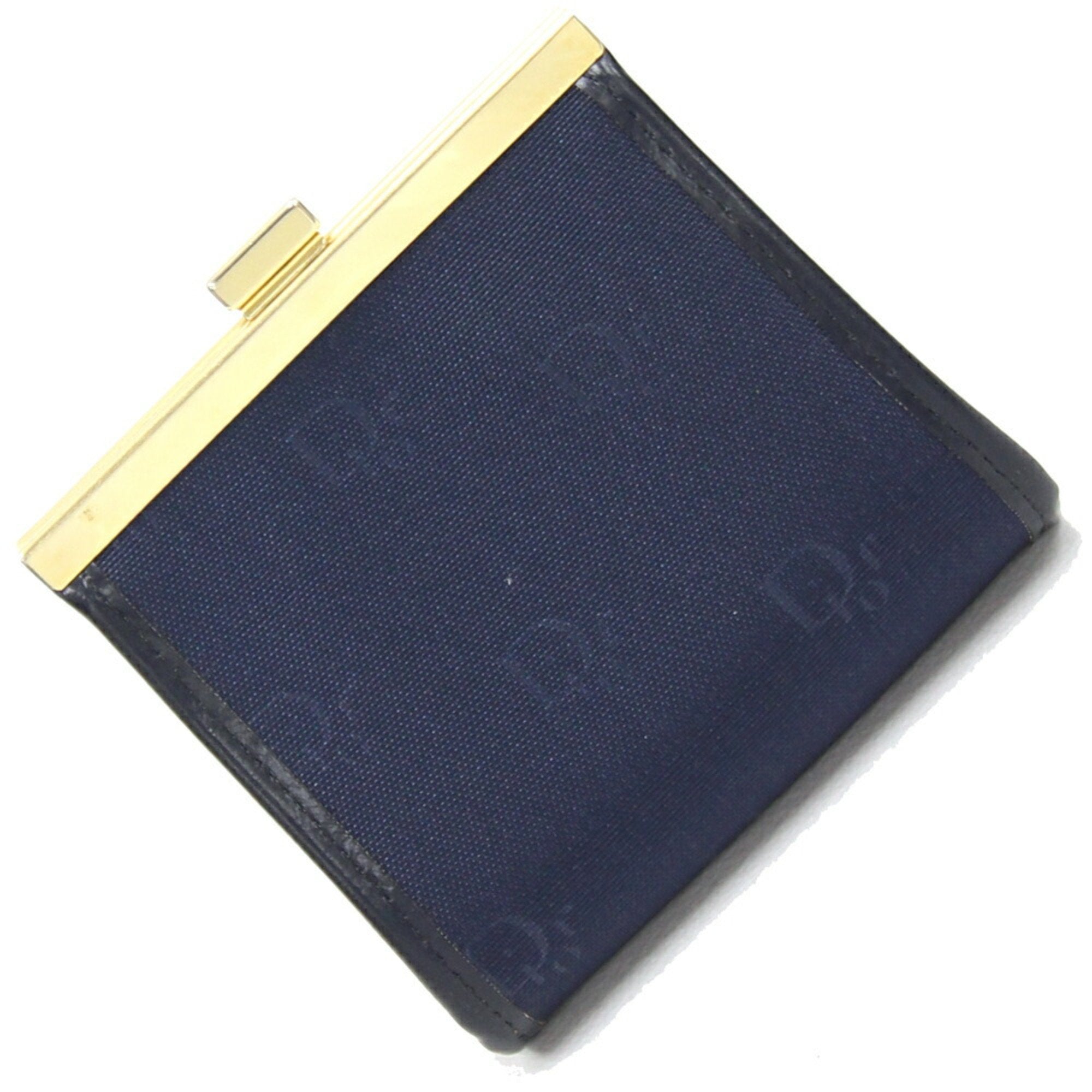 Coin Case Navy Canvas Leather Purse Compact Women's Christian
