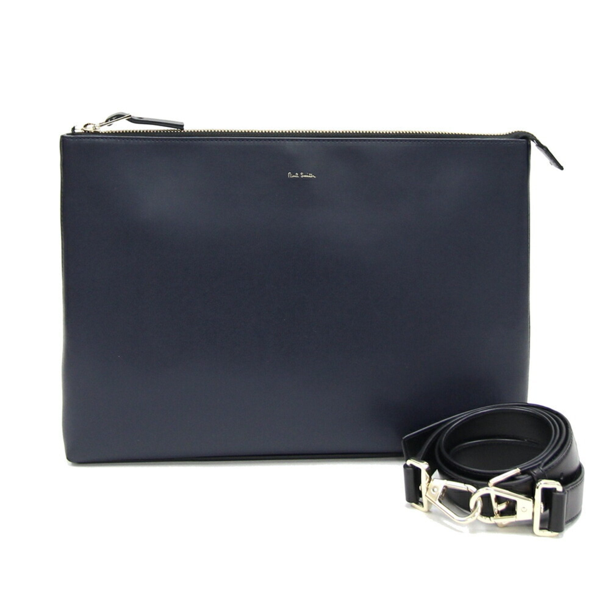 Clutch Bag PSN225 Dark Navy Leather Shoulder Men's