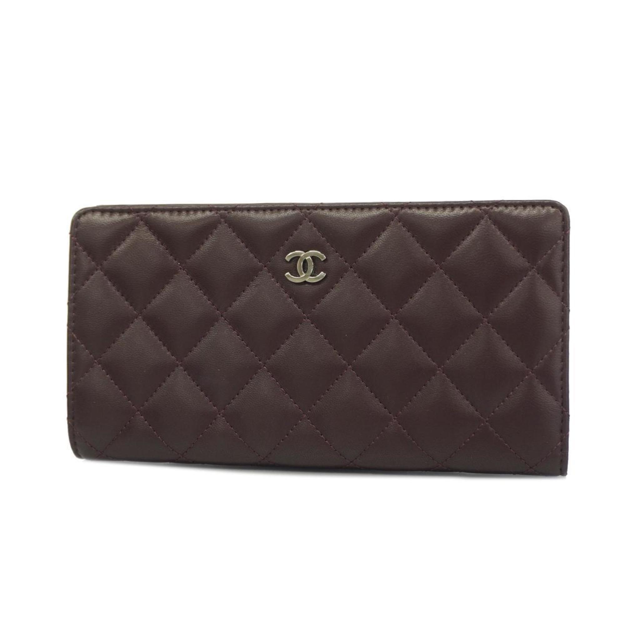 Long Wallet Matelasse Lambskin Purple Women's